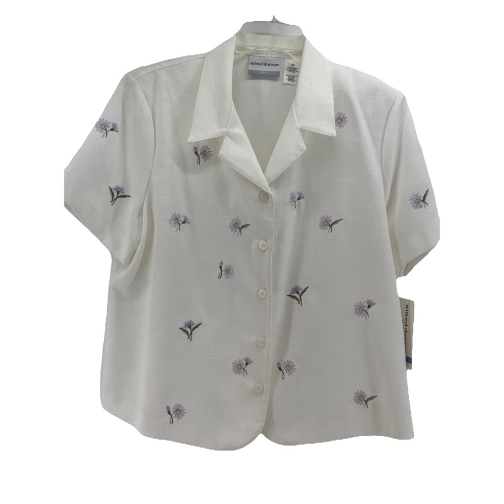 NEW Alfred Dunner Jacket 18P Embroidered English Garden Button Down‎ Blouse Top